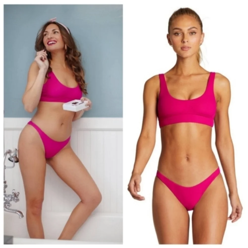 Vitamin A Sienna Top Luciana Bottom Malaia Pink Hot Ribbed - Picture 1 of 10